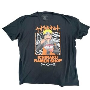 Naruto Shippuden Ichiraku Ramen Shop‎ Black Graphic Print T-Shirt Anime 3XL